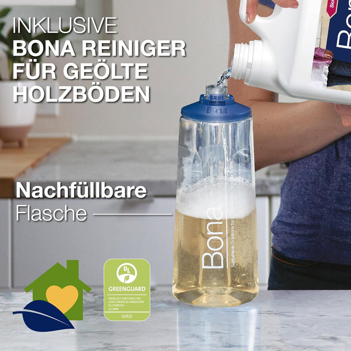 Bona Bodenwischer mit Sprühfunktion für geöltes Parkett und geölte Holzböden, Parkettreiniger Spray