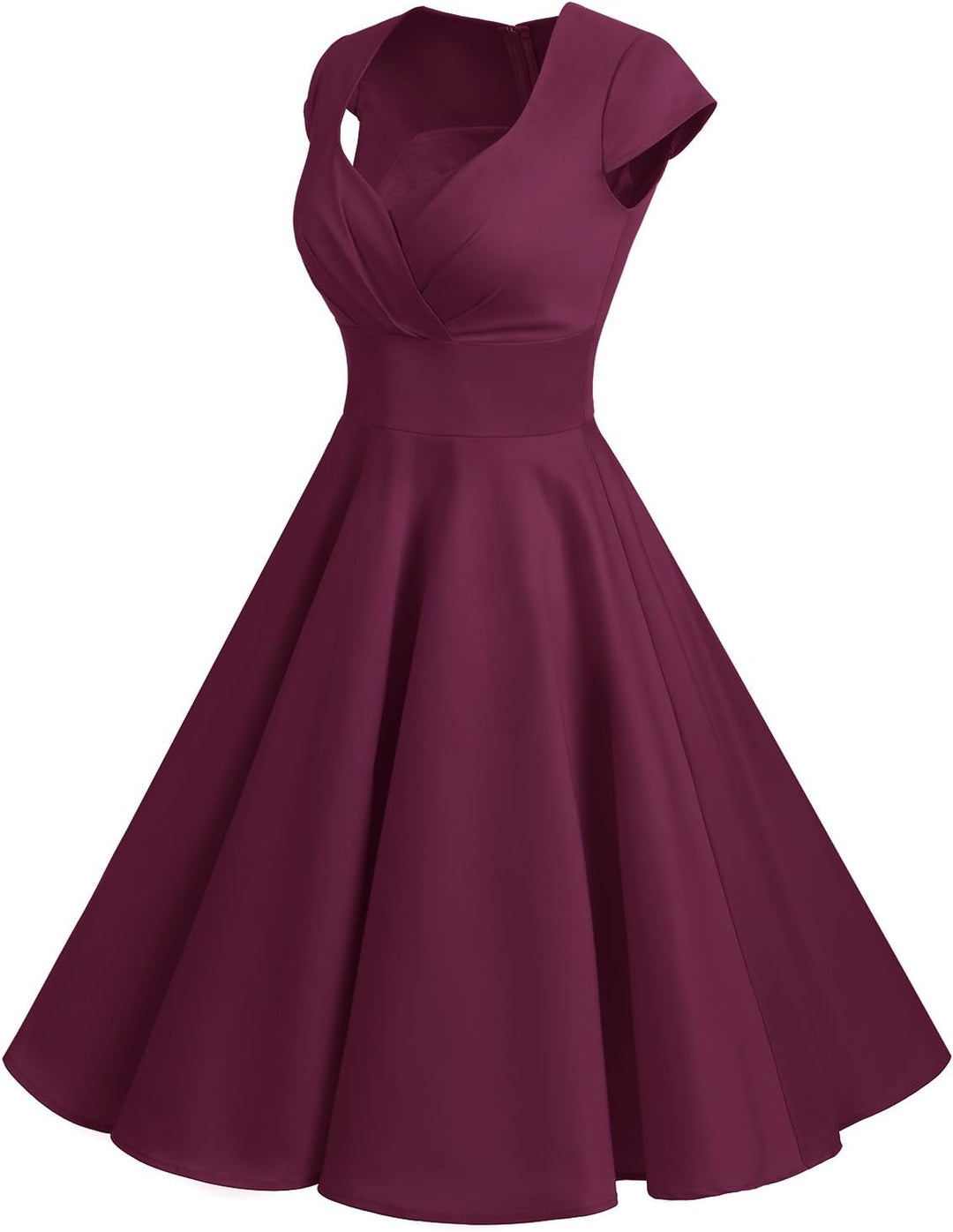 Bbonlinedress 1950er Vintage Retro Cocktailkleid Rockabilly Kleider V-Ausschnitt Faltenrock festlich