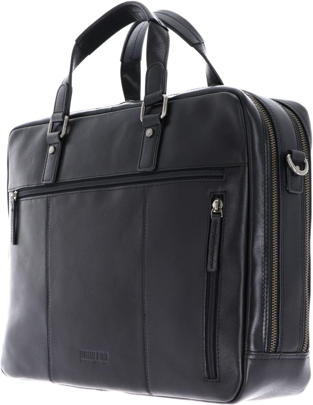 Leonhard Heyden Roma - Aktentasche 2 Fächer. mit Vortasche Leder 15" 41 cm schwarz, Schwarz