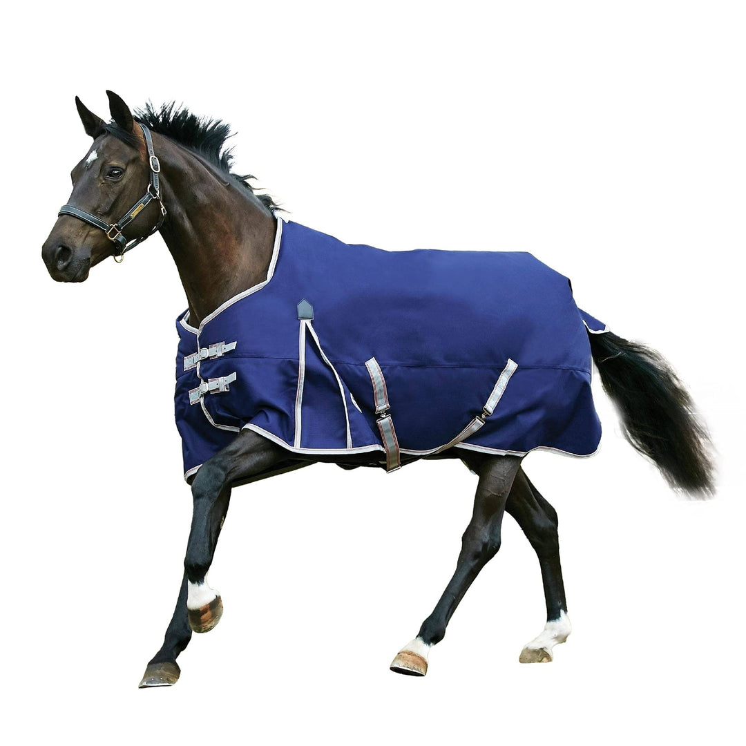 Weatherbeeta Comfitec Standard-Pferdedecke Essential, Halsweite mittelgross, Navy/Silver/Red, 6ft 3