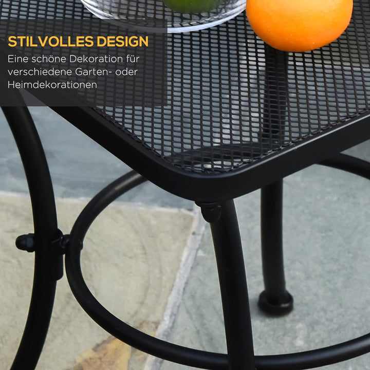 Outsunny Garten Couchtisch, Beistelltisch, Kaffeetisch, Metall, Schwarz, Terrasse, 45 x 45 x 50 cm