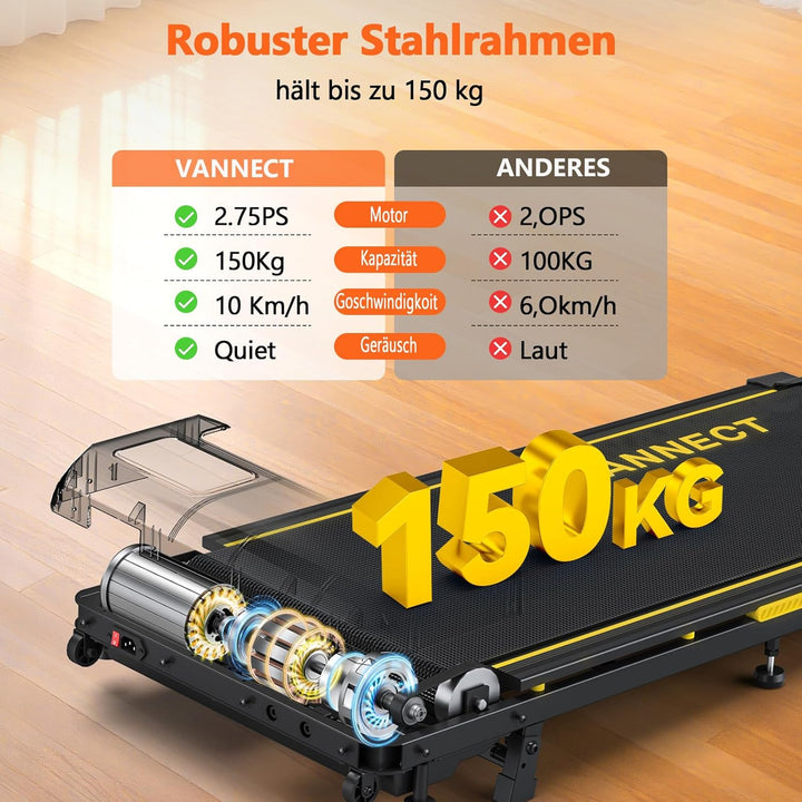 Walking Pad, 4 in 1 Laufband für Zuhause mit 9% Steigung, 1-10 km/h Walking Machine mit LED-Anzeige,