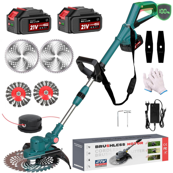 Akku Rasentrimmer für Makita Akkus, Rasentrimmer mit Akku 21V, Rasentrimmer mit Unkrautbürste, Freis