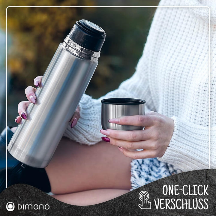 Edelstahl Thermosflasche mit Becher & Bürste; Thermoskanne Doppelwandige Isolierkanne; Auslaufsicher