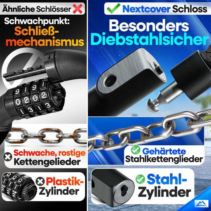 NEXTCOVER® Fahrradschloss LockOne mit Schlüssel I - [SAFESECURE] Fahrradschloss hohe Sicherheit I ro