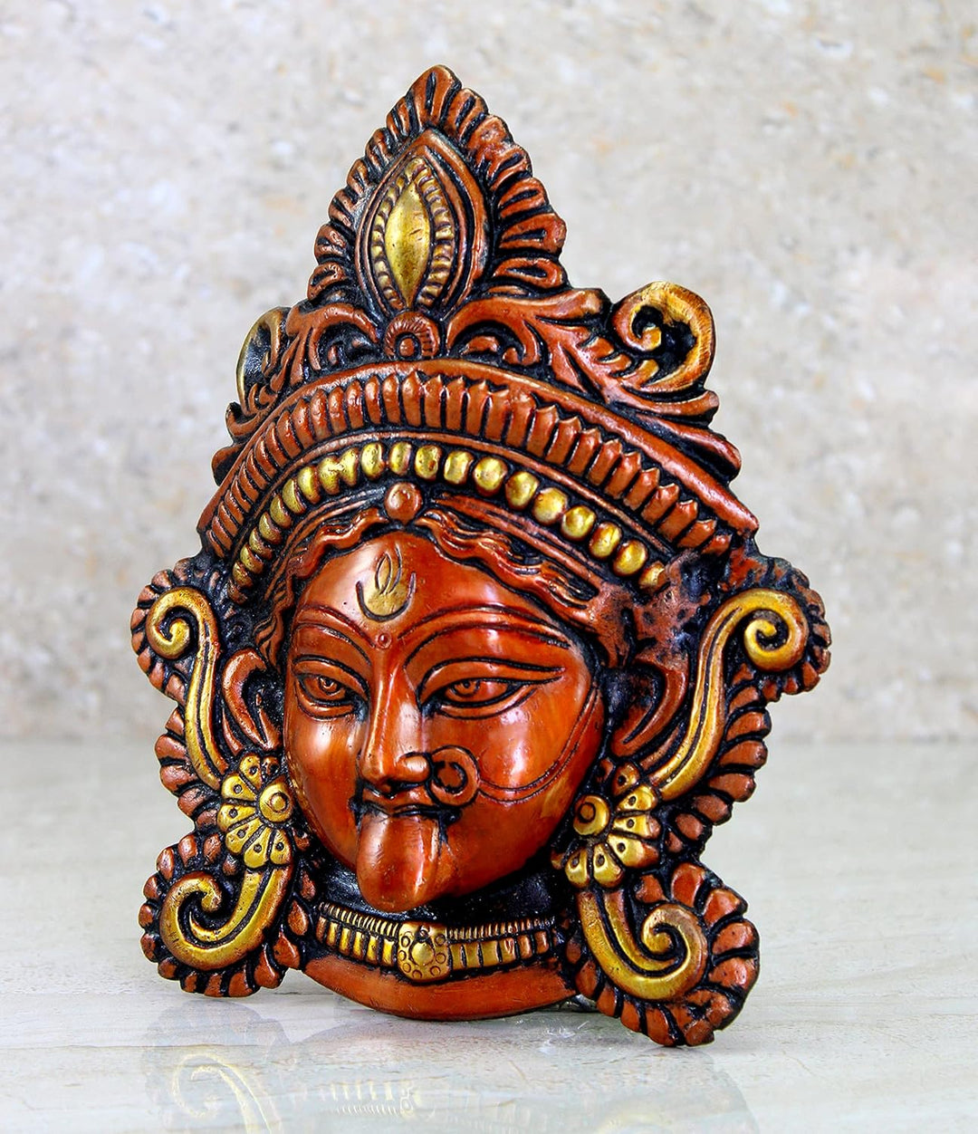 eSplanade Kaali Ma Wandbehang, Messing, 18,4 cm | Kali Maa Kali Mata Gesicht Wandbehang Idol Statue