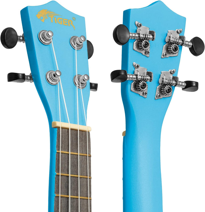 Tiger UKE7-BL Sopran Ukulele mit Tasche - für Anfänger -Blau Ukulele und Börse Blau, Ukulele und Bör