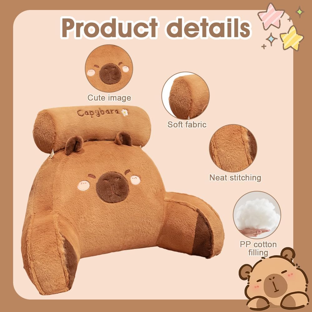 Capybara Lesekissen mit Nacken- und Armstütze, 60x40 cm Capybara Design Ergonomische Rückenstützkiss