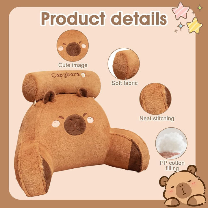 Capybara Lesekissen mit Nacken- und Armstütze, 60x40 cm Capybara Design Ergonomische Rückenstützkiss