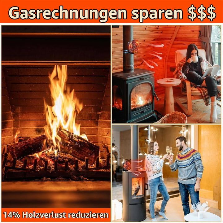 Ofenventilator, 5 Flügel-Kaminventilator Ohne Strom Leiser Betrieb, Magnetisch Ofen Ventilator, Hitz