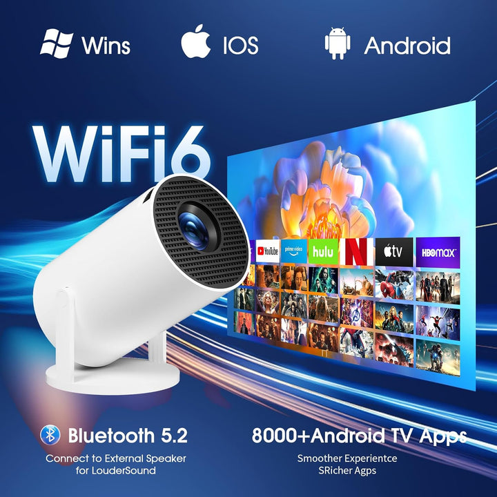 [Bulit-in App] Mini Beamer 1080P FHD 4K 2024 Projektor Dual Control mit Maus Android TV Auto Keyston
