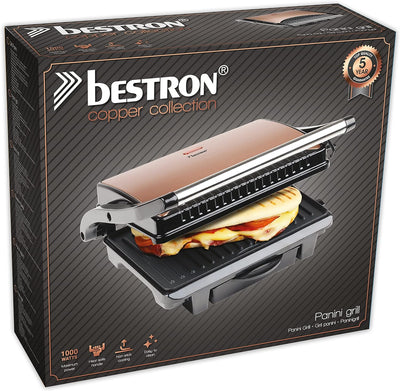 Bestron elektrischer Kontaktgrill mit Auffangschale, Sandwichmaker mit Cool-Touch-Handgriff & Antiha