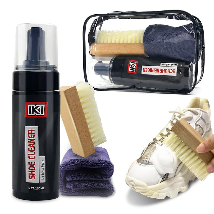 IKI Sneaker Reiniger Set – Schuhputzsets mit Sneaker Cleaner Bürste und Handtuch – Foam Schuhreinige