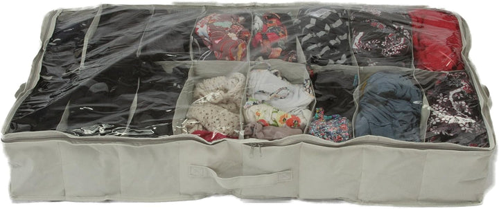 Aufbewahrungstasche für Schuhe, passt unters Bett, Platz für 16 Paar Schuhe, durchsichtiges PVC und