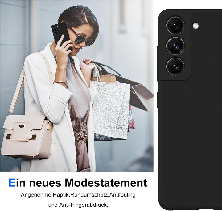 Handyhülle für Samsung Galaxy S22 Hülle [Material-Upgrade] Soft Silicone Case mit Mikrofaserfutter R