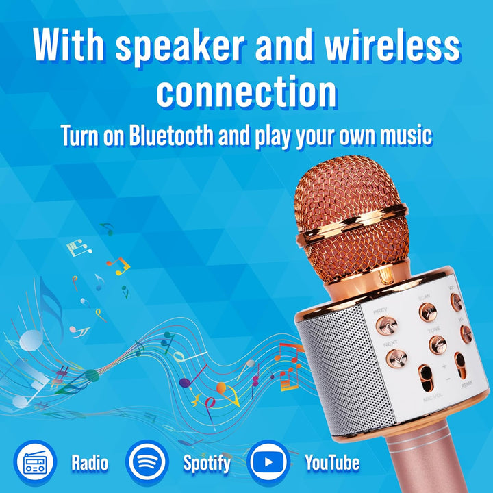 Silvergear® Karaoke Mikrofon Kabellos | Bluetooth Lautsprecher | Aufnahmefunktion & Selfie-Modus | 1