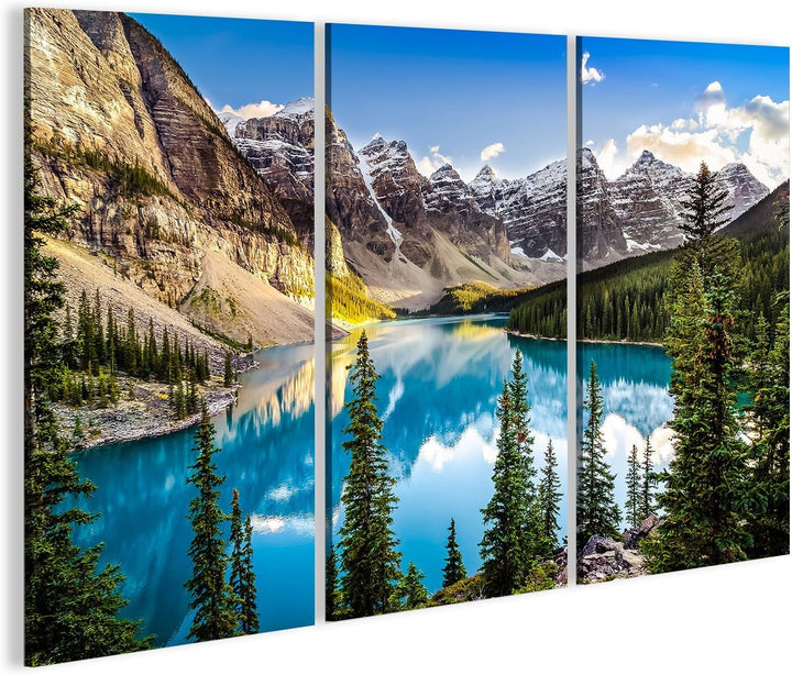 islandburner Bild auf Leinwand Landschaftssonnenuntergangansicht von Morain See und von Gebirgszug,