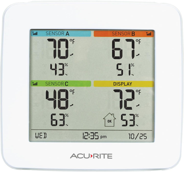 AcuRite 01094M Temperatur- und Feuchtigkeits-Station mit 3 Sensoren für den Innen- und Aussenbereich
