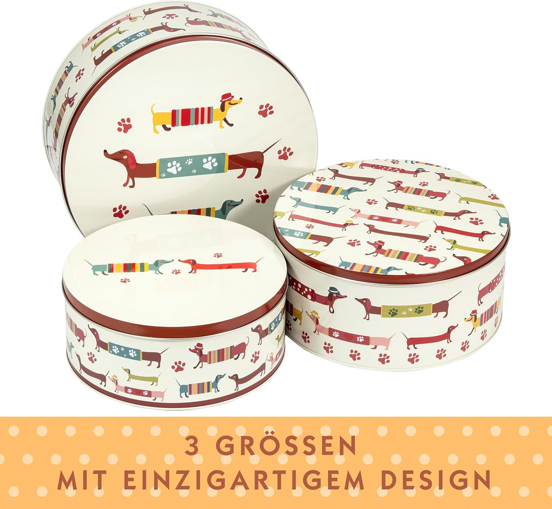 SPOTTED DOG GIFT COMPANY Keksdose Metall, Plätzchendose Set, Gebäckdose Rund - Klein Mittel Gross mi