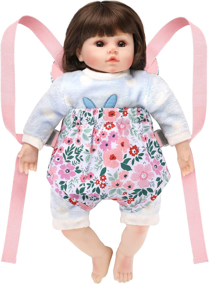GAGAKU Puppentrage Puppen Bauchtrage Puppen Tragesitz Puppenzubehör mit Verstellbaren Trägern - Rosa