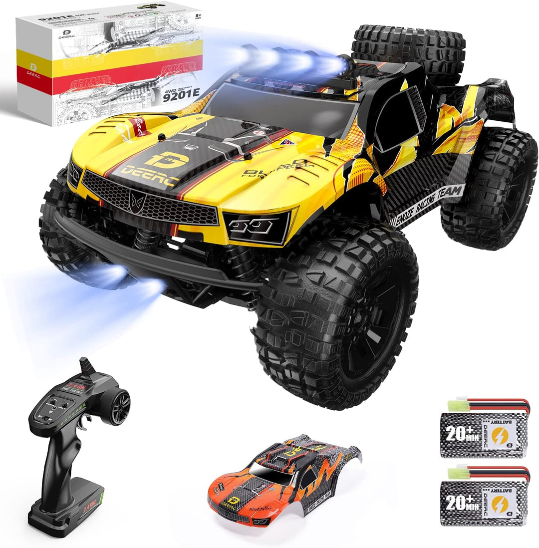 DEERC Ferngesteuerte Auto 1:10 mit Lichtern RC Auto 48km/h 4WD Offroad Hobby Grade Monster Crawler m