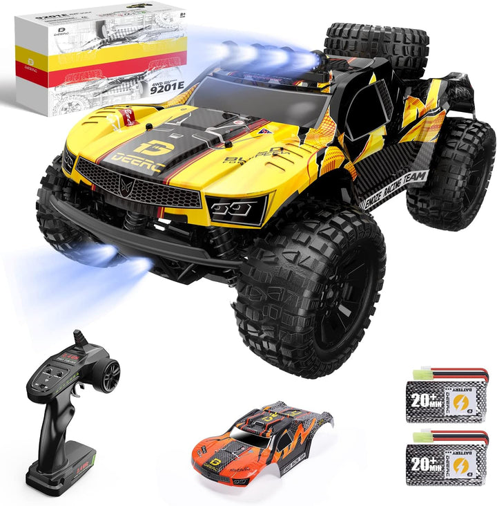 DEERC Ferngesteuerte Auto 1:10 mit Lichtern RC Auto 48km/h 4WD Offroad Hobby Grade Monster Crawler m