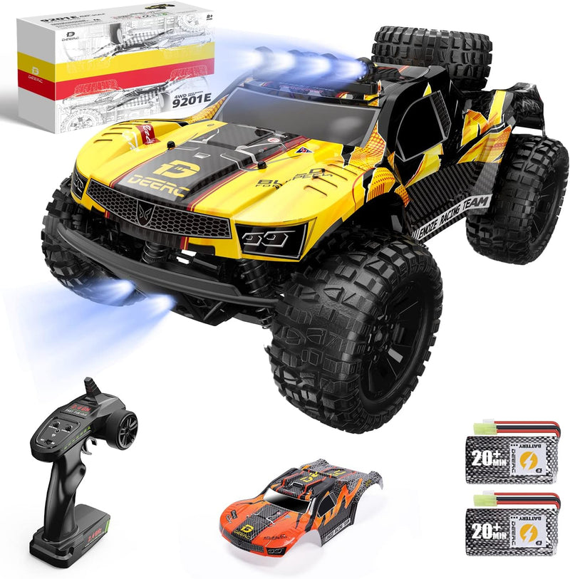 DEERC Ferngesteuerte Auto 1:10 mit Lichtern RC Auto 48km/h 4WD Offroad Hobby Grade Monster Crawler m