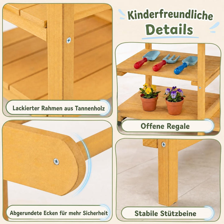 DREAMADE Matschküche Kinder Outdoor, Spielküche mit Herd &amp; Kochzubehör | Kinderküche mit Griff &amp; 2 R