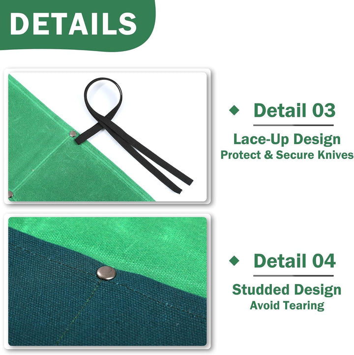 Kochmesserrolle, tragbares 4-Schlitz-Messeretui mit professionellem schnittfestem Tuch, strapazierfä