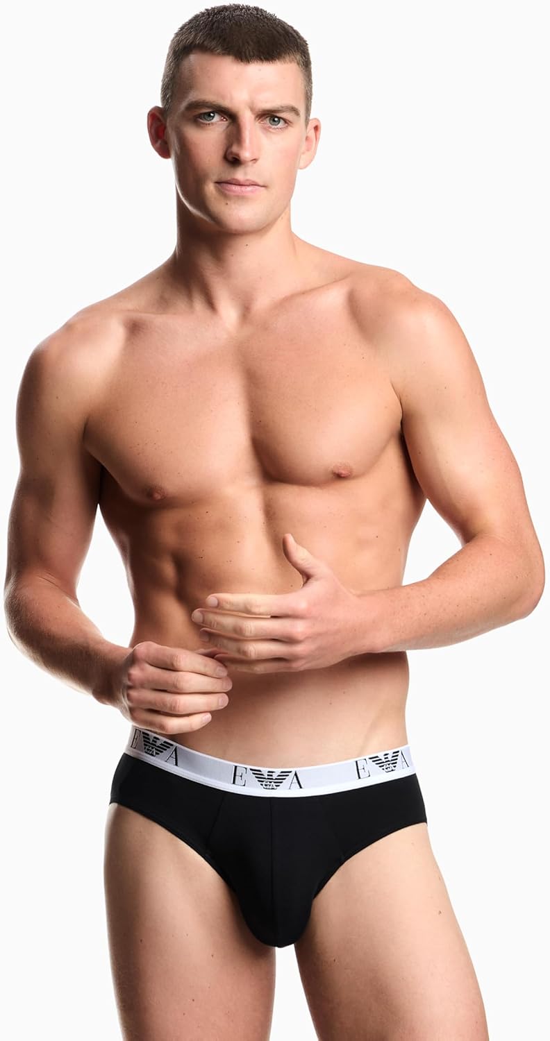 Emporio Armani Herren Bold Monogram 3-Pack Brief Slip S Schwarz/Schwarz/Schwarz, S Schwarz/Schwarz/S