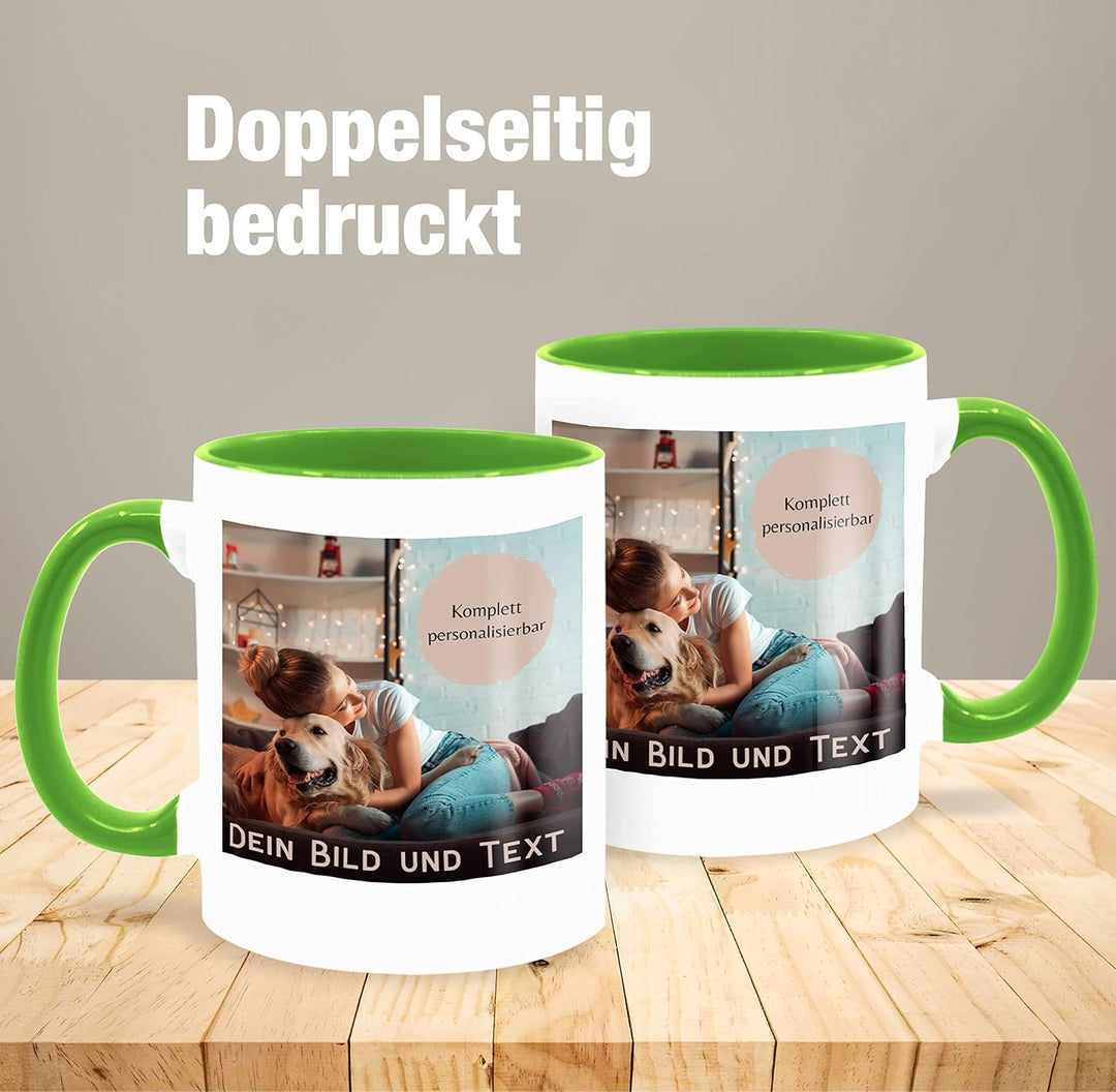 Tasse Tassen 325ml - eigenem - Foto Bild Geschenk I Dein Bild und Text - 325 ml - Hellgrün - fototas