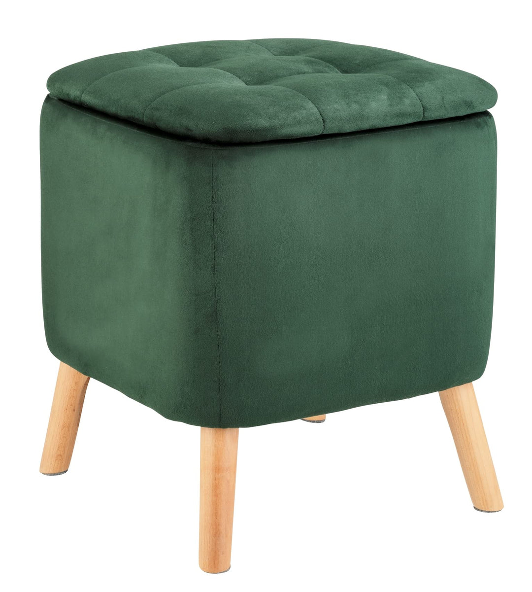WENKO Hocker mit Stauraum grün [Edles Design] Sitzhocker mit Stauraum - Fusshocker mit stabilen Holz