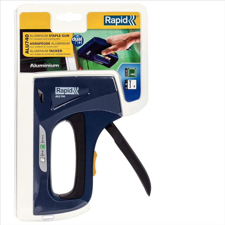 Rapid Handtacker ALU740, Tacker für Holz und Folien, Robust, Aluminium, für Klammern Typ 140, 6-14mm