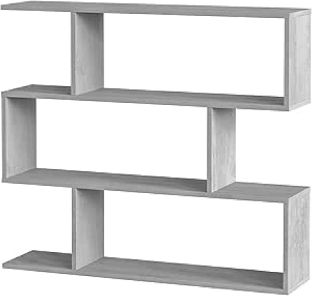 Dekoratives und funktionales Bücherregal, Farbe Betongrau, Masse 110 x 97 x 25 cm