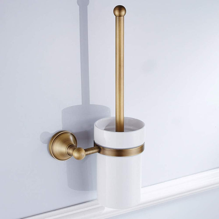 Leikance WC-Bürstenhalter, europäischer Stil, Antik-Bronze, Wandmontage, Messing, Badezimmer-Zubehör