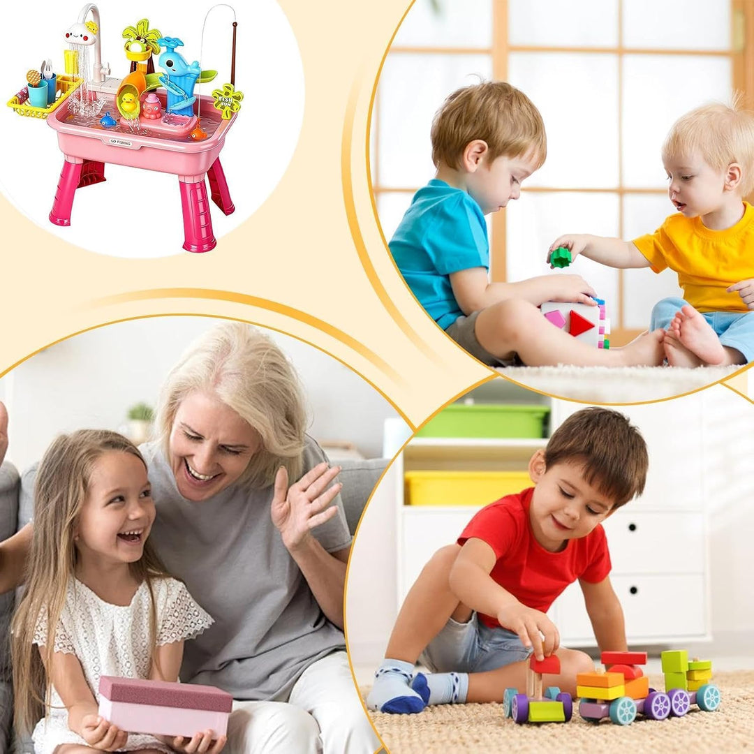 Water Table Play Sink with Running Water Electric Battery Powered Toy Slide Pretend Role Play Toys P