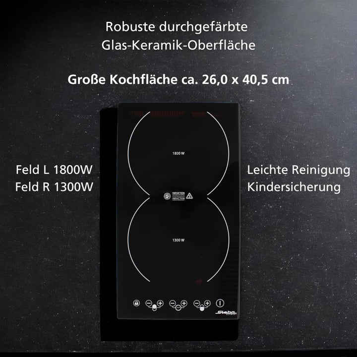 Steba IK 200 Doppel-Induktionskochfeld / 2 Felder / Timer / Einbaufähig, L 51 X B 29 X H 8