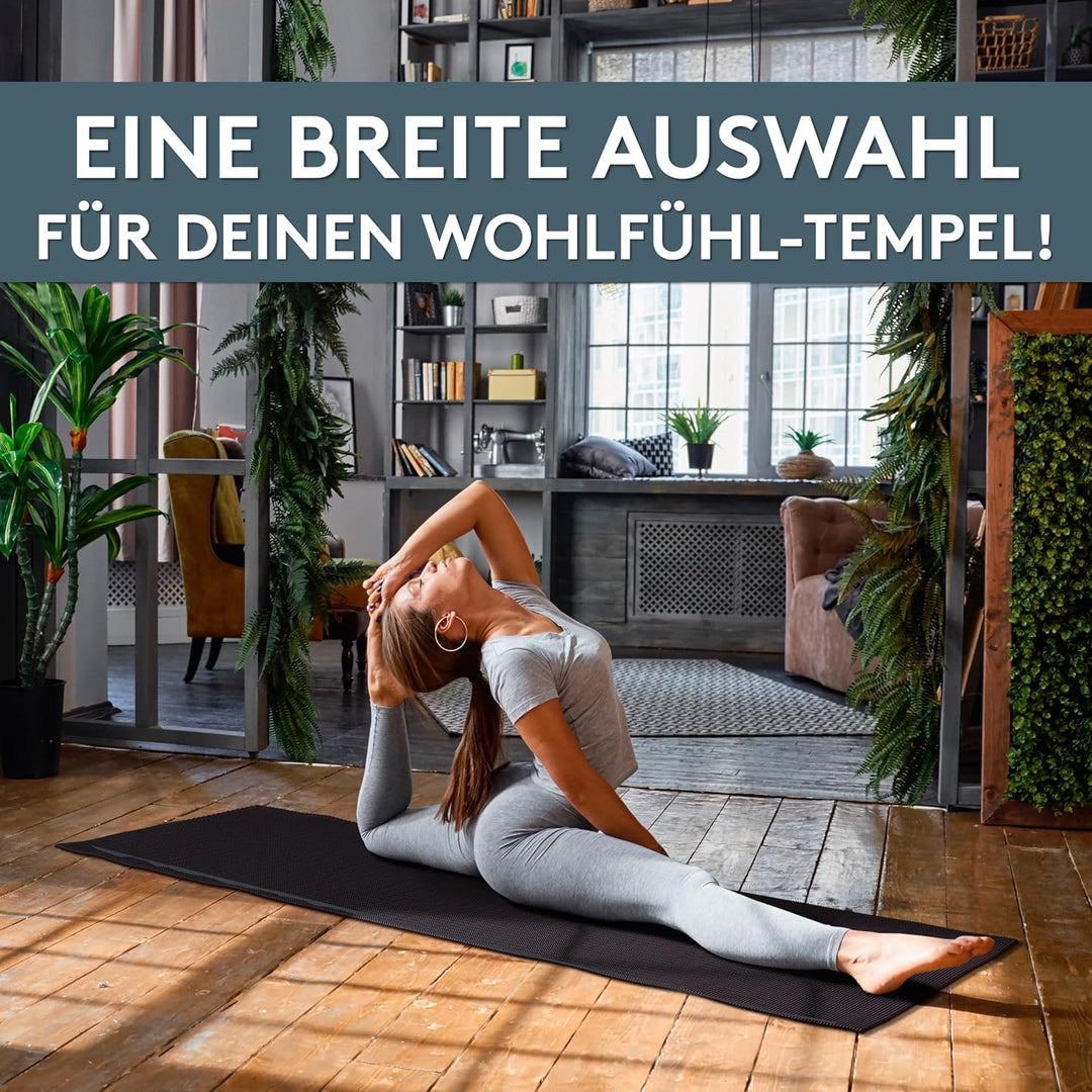LILENO SPORTS Yoga Matte (180x60cm) inkl. Tragegurt - Sport und Yogamatte extra rutschfest in 4 mm D