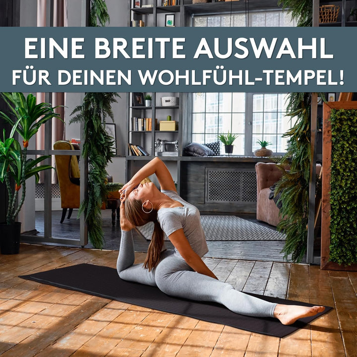 LILENO SPORTS Yoga Matte (180x60cm) inkl. Tragegurt - Sport und Yogamatte extra rutschfest in 4 mm D