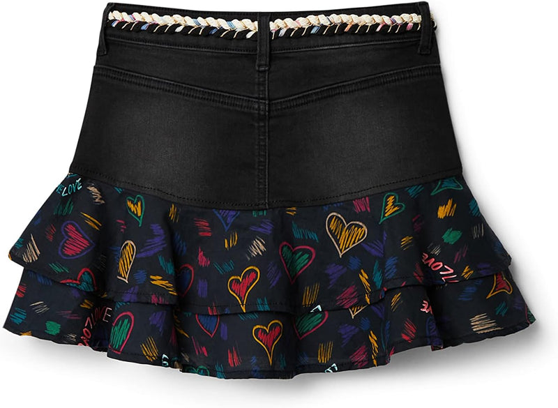 Desigual Mädchen Skirt 8 Jahre Schwarz, 8 Jahre Schwarz