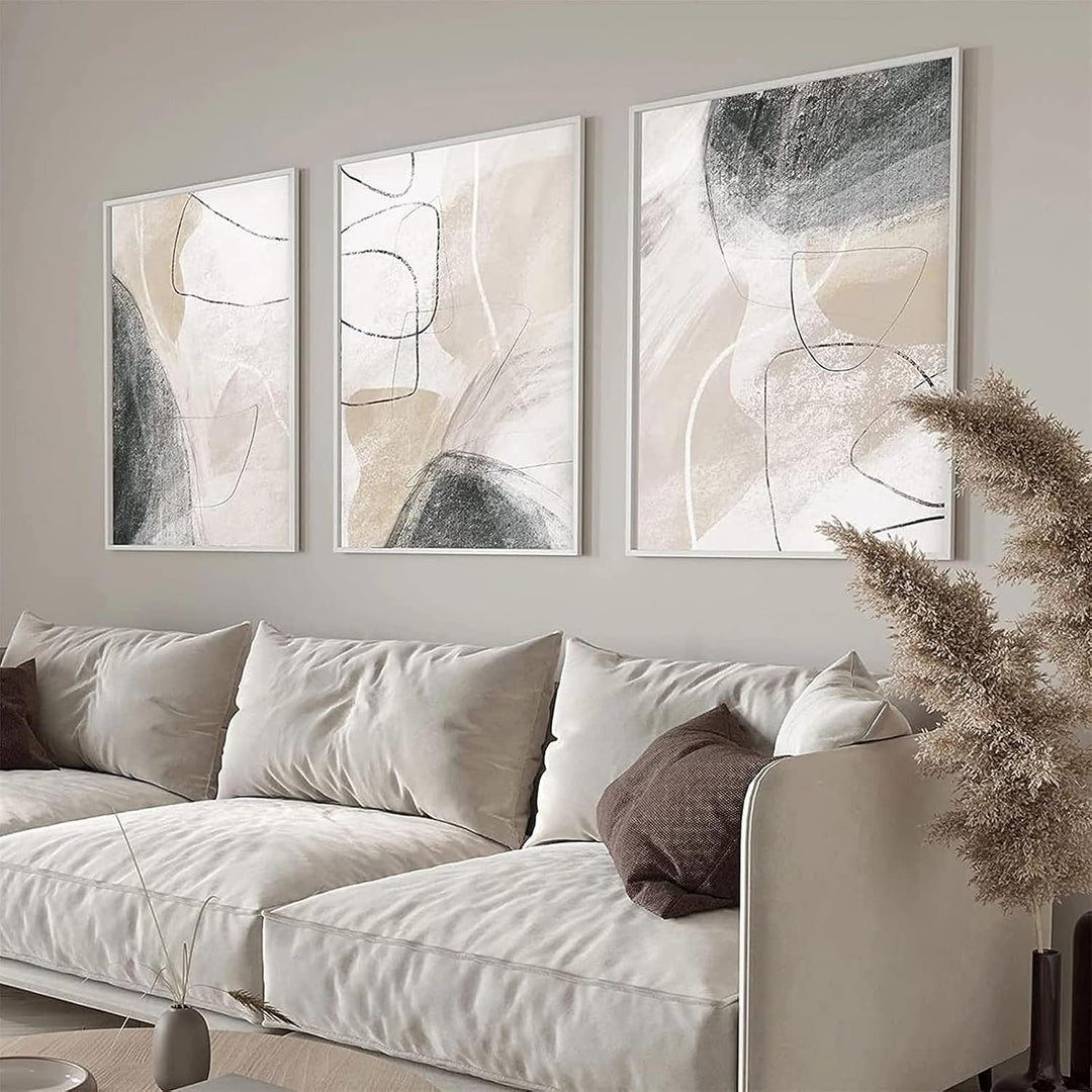 UGZDEA Abstrakt Leinwand Poster 3er Set, Moderne Geometrie Formen Leinwand Bilder Wohnzimmer Schlafz