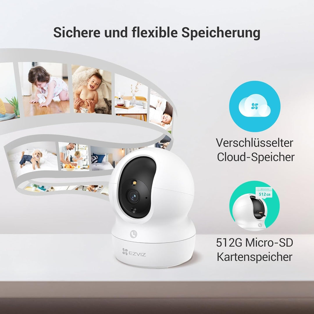 EZVIZ 2K WLAN Überwachungskamera Innen, 360º PTZ Indoor Kamera mit Personenerkennung und -verfolgung