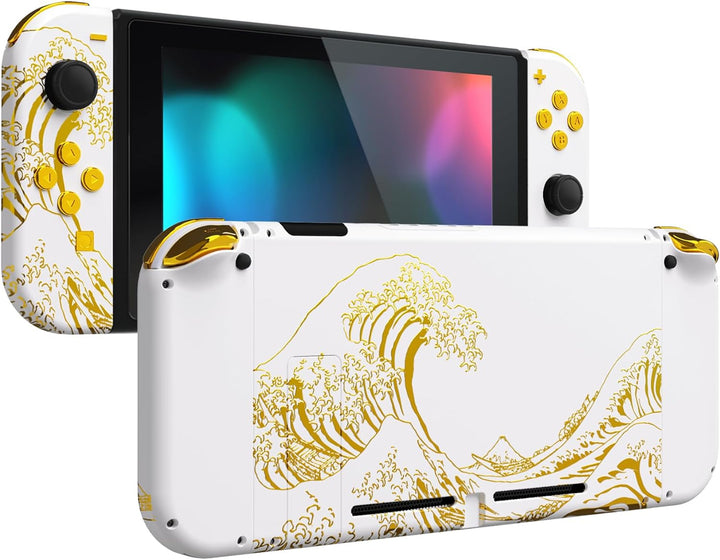 eXtremeRate Hülle Case für Nintendo Switch Joycon/Konsole, Rückgehäuse&Kickstand für Switch Console,
