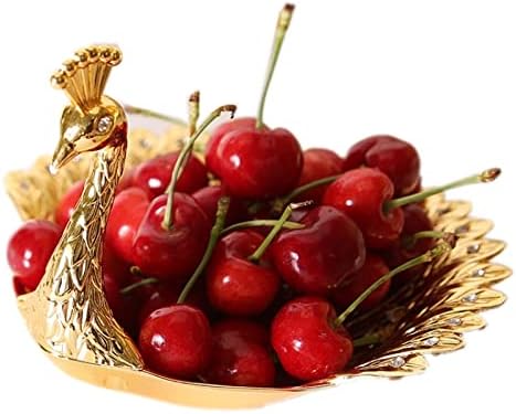Metall-Snack-Tablett, Peacock Gold Food Serviertablett Obstschale für Heimdekorationen Ornamente