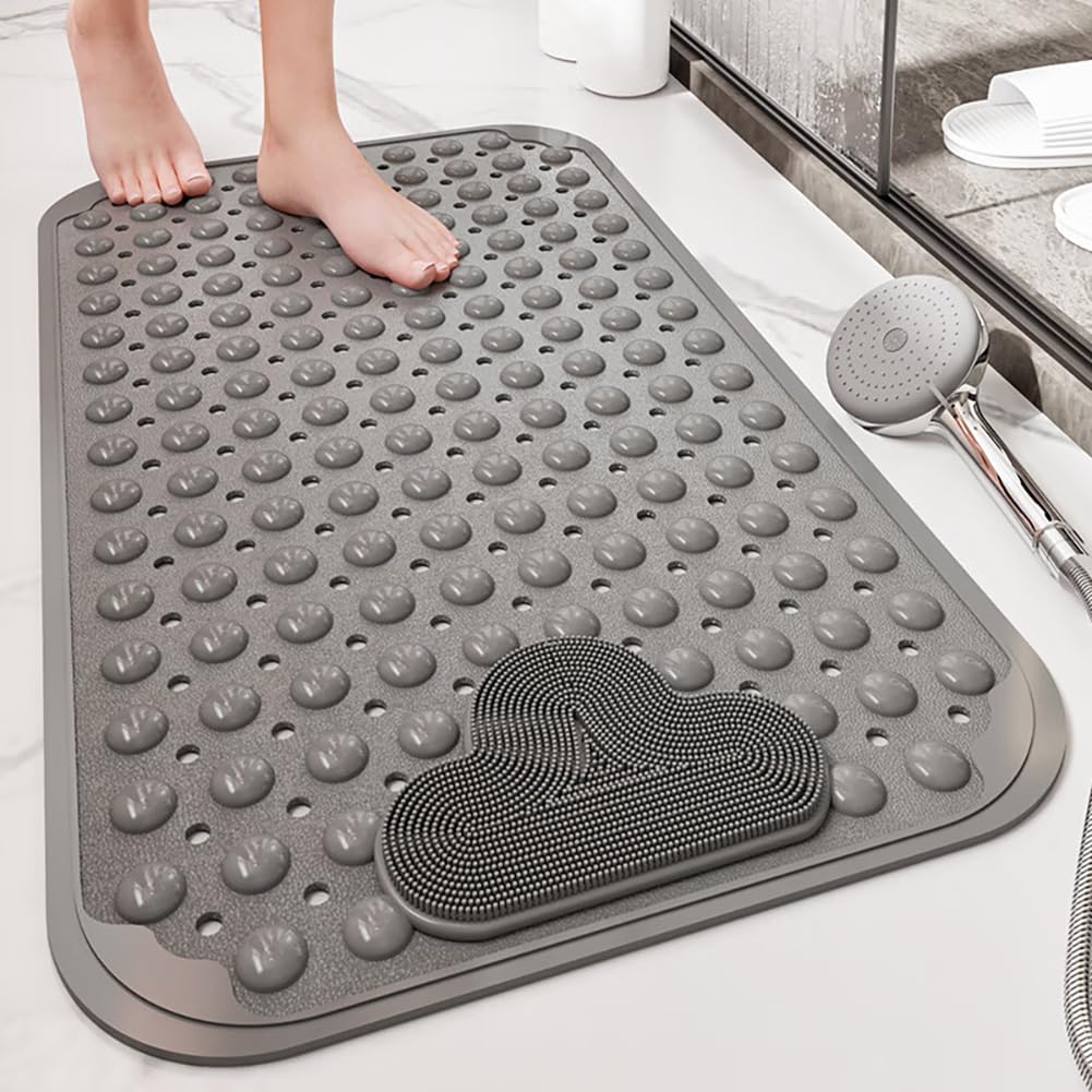 Duschmatte rutschfest 90x60cm,Antirutschmatte Dusche mit Ablauflöchern,Duscheinlage rutschfest mit S