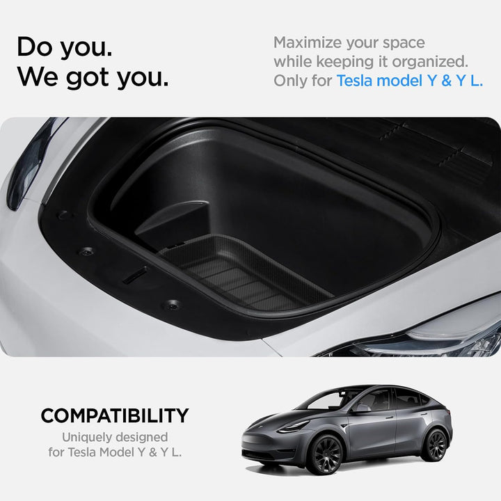 Spigen Tesla Model Y (~2024) Vordere Kofferraummatte, Stossfestes XPE-Material zum Schutz der Innenf