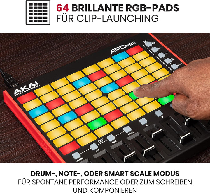 Akai Professional APC Mini MK2 - USB MIDI Pad Controller für Clip Launching mit Ableton Live Lite, 6