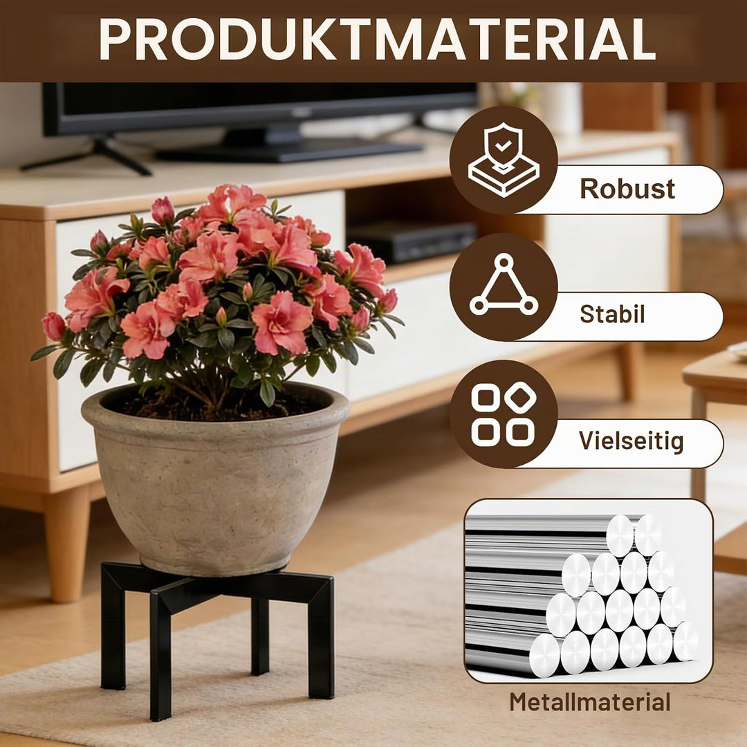 Pflanzenständer, Blumenständer Pflanzenhocker, Erhöhungsständer 19cm Höhe Metall Schwarz Stabil für