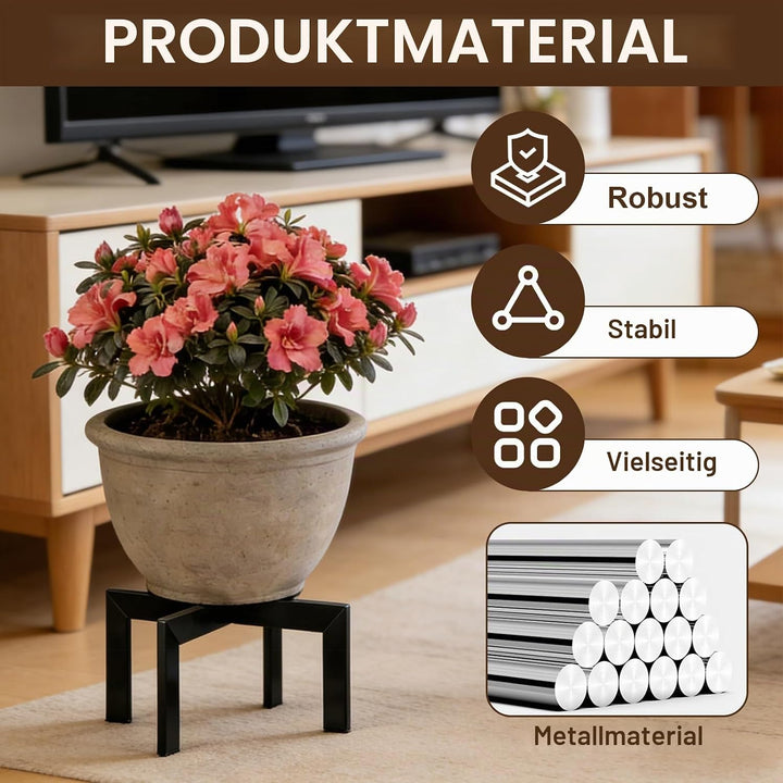 Pflanzenständer, Blumenständer Pflanzenhocker, Erhöhungsständer 19cm Höhe Metall Schwarz Stabil für