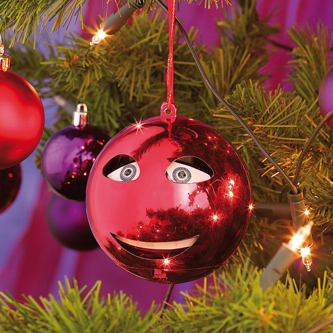 infactory Singende Christbaumkugel: Singende Weihnachtsbaumkugel in Rot, Batteriebetrieb, Ø 10 cm (K